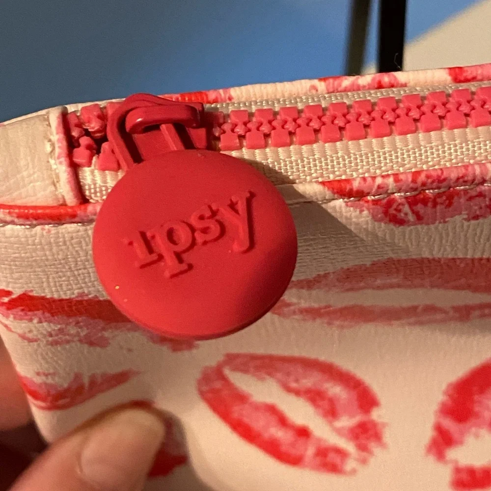 Ipsy Pink Lip Print Makeup  Cosmetic Bag